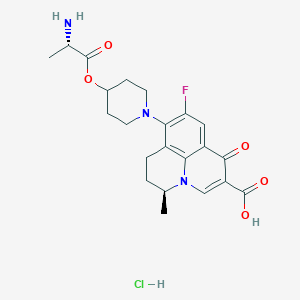 molecular formula C22H27ClFN3O5 B1666804 Alalevonadifloxacin hydrochloride CAS No. 396132-82-4