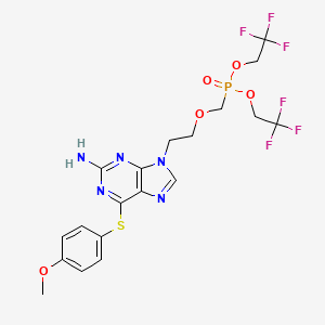 molecular formula C18H18F6N5O4PS B1666805 Phosphonic acid,P-[[2-[2-amino-6-[(4-methoxyphenyl)thio]-9H-purin-9-yl]ethoxy]methyl]-,bis(2,2,2-trifluoroethyl) ester CAS No. 193681-12-8