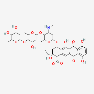 molecular formula C41H53NO17 B1666826 methyl (1R,2R,4S)-4-[(2R,4S,5S,6S)-5-[(2S,4S,5S,6S)-5-[(2S,4S,5S,6S)-4,5-dihydroxy-6-methyloxan-2-yl]oxy-4-hydroxy-6-methyloxan-2-yl]oxy-6-methyl-4-(methylamino)oxan-2-yl]oxy-2-ethyl-2,5,7,10-tetrahydroxy-6,11-dioxo-3,4-dihydro-1H-tetracene-1-carboxylate CAS No. 72586-21-1