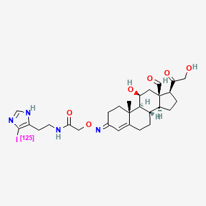 molecular formula C28H37125IN4O6 B1666839 Aldosterone-3-(O-carboxymethyl)oximino-(2-iodohistamine) CAS No. 87002-37-7
