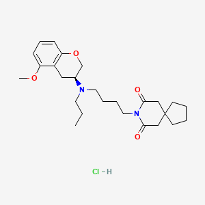 molecular formula C26H39ClN2O4 B1666893 4-(N-(5-Methoxychroman-3-yl)-N-propylamino)butyl-8-azaspiro(4,5)decane-7,9-dione CAS No. 143413-68-7