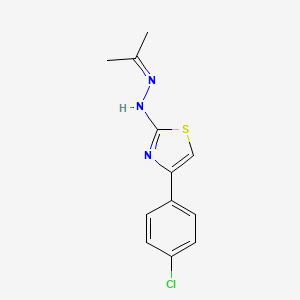 molecular formula C12H12ClN3S B1666934 1-[4-(4-Chlorophenyl)thiazol-2-yl]-2-(propan-2-ylidene)hydrazine CAS No. 163107-37-7