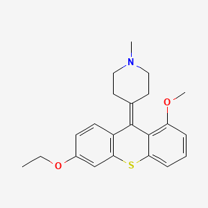 molecular formula C22H25NO2S B1666935 Piperidine, 4-(6-ethoxy-1-methoxy-9H-thioxanthen-9-ylidene)-1-methyl- CAS No. 518980-66-0