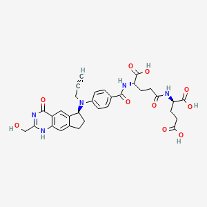 molecular formula C32H33N5O10 B1666945 N-(4-{[(6s)-2-(Hydroxymethyl)-4-Oxo-4,6,7,8-Tetrahydro-1h-Cyclopenta[g]quinazolin-6-Yl](Prop-2-Yn-1-Yl)amino}benzoyl)-L-Gamma-Glutamyl-D-Glutamic Acid CAS No. 501332-69-0