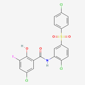 3-Iodo-5-chloro-N-[2-chloro-5-((4-chlorophenyl)sulphonyl)phenyl]-2-hydroxybenzamide