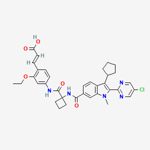 (E)-3-(4-(1-(2-(5-Chloropyrimidin-2-yl)-3-cyclopentyl-1-methyl-1H-indole-6-carboxamido)cyclobutane-1-carboxamido)-2-ethoxyphenyl)acrylic acid