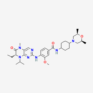 molecular formula C32H47N7O4 B1666956 N-[4-[(2R,6S)-2,6-dimethylmorpholin-4-yl]cyclohexyl]-4-[[(7R)-7-ethyl-5-methyl-6-oxo-8-propan-2-yl-7H-pteridin-2-yl]amino]-3-methoxybenzamide CAS No. 876371-13-0