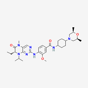 molecular formula C32H47N7O4 B1666956 N-(4-((2R,6S)-2,6-dimethylmorpholino)cyclohexyl)-4-(((R)-7-ethyl-8-isopropyl-5-methyl-6-oxo-5,6,7,8-tetrahydropteridin-2-yl)amino)-3-methoxybenzamide CAS No. 876371-13-0