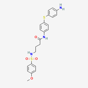 molecular formula C23H25N3O4S2 B1666960 N-[4-(4-aminophenyl)sulfanylphenyl]-4-[(4-methoxyphenyl)sulfonylamino]butanamide CAS No. 791835-21-7