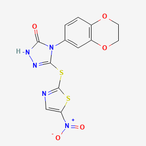 4-(2,3-Dihydro-1,4-benzodioxin-6-yl)-3-[(5-nitro-2-thiazolyl)thio]-1H-1,2,4-triazol-5-one