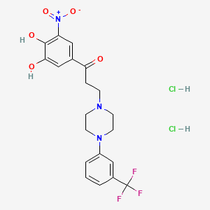 molecular formula C20H22Cl2F3N3O5 B1666962 1-Propanone, 1-(3,4-dihydroxy-5-nitrophenyl)-3-(4-(3-(trifluoromethyl)phenyl)-1-piperazinyl)-, dihydrochloride CAS No. 359783-06-5
