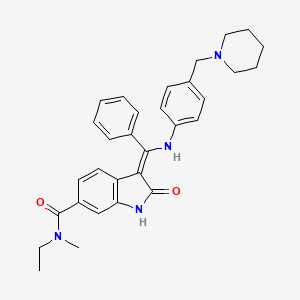 molecular formula C31H34N4O2 B1666966 (3z)-N-Ethyl-N-Methyl-2-Oxo-3-(Phenyl{[4-(Piperidin-1-Ylmethyl)phenyl]amino}methylidene)-2,3-Dihydro-1h-Indole-6-Carboxamide CAS No. 334951-90-5