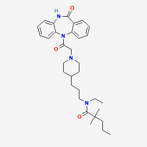 B1666968 Pentanamide, N-(3-(1-(2-(10,11-dihydro-11-oxo-5H-dibenzo(b,e)(1,4)diazepin-5-yl)-2-oxoethyl)-4-piperidinyl)propyl)-N-ethyl-2,2-dimethyl- CAS No. 145301-79-7