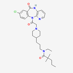 molecular formula C31H42ClN5O3 B1666969 Pentanamide, N-(3-(1-(2-(8-chloro-5,6-dihydro-6-oxo-11H-pyrido(2,3-b)(1,4)benzodiazepin-11-yl)-2-oxoethyl)-4-piperidinyl)propyl)-N-ethyl-2,2-dimethyl- CAS No. 145301-48-0