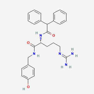 molecular formula C27H31N5O3 B1666971 (2R)-5-(diaminomethylideneamino)-2-[[2,2-di(phenyl)acetyl]amino]-N-[(4-hydroxyphenyl)methyl]pentanamide CAS No. 159013-54-4