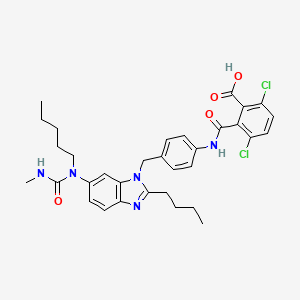 molecular formula C33H37Cl2N5O4 B1666973 2-[[4-[[2-Butyl-6-[methylcarbamoyl(pentyl)amino]benzimidazol-1-yl]methyl]phenyl]carbamoyl]-3,6-dichlorobenzoic acid CAS No. 142023-57-2