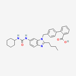 molecular formula C32H36N4O3 B1666974 2-[4-[[2-Butyl-6-(cyclohexylcarbamoylamino)benzimidazol-1-yl]methyl]phenyl]benzoic acid CAS No. 133085-33-3