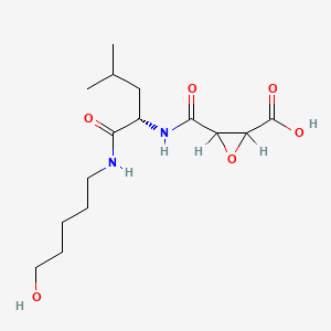 molecular formula C15H26N2O6 B1667010 Oxiranecarboxylic acid, 3-(((1-(((5-hydroxypentyl)amino)carbonyl)-3-methylbutyl)amino)carbonyl)- CAS No. 160825-48-9