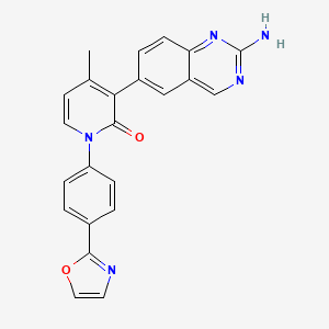 molecular formula C23H17N5O2 B1667033 3-(2-aminoquinazolin-6-yl)-4-methyl-1-(4-(oxazol-2-yl)phenyl)pyridin-2(1H)-one CAS No. 1003311-62-3