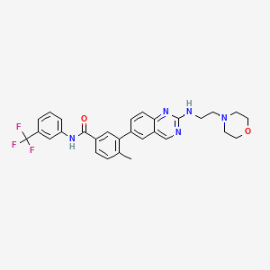 B1667034 4-methyl-3-(2-((2-morpholinoethyl)amino)quinazolin-6-yl)-N-(3-(trifluoromethyl)phenyl)benzamide CAS No. 882663-88-9
