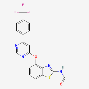 molecular formula C20H13F3N4O2S B1667036 Acetamide, N-(4-((6-(4-(trifluoromethyl)phenyl)-4-pyrimidinyl)oxy)-2-benzothiazolyl)- CAS No. 659730-32-2