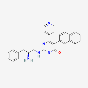 molecular formula C29H27N5O B1667037 4(3H)-Pyrimidinone, 2-(((2S)-2-amino-3-phenylpropyl)amino)-3-methyl-5-(2-naphthalenyl)-6-(4-pyridinyl)- CAS No. 864249-60-5