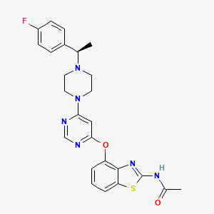 molecular formula C25H25FN6O2S B1667039 Acetamide, N-(4-((6-(4-((1R)-1-(4-fluorophenyl)ethyl)-1-piperazinyl)-4-pyrimidinyl)oxy)-2-benzothiazolyl)- CAS No. 862269-93-0