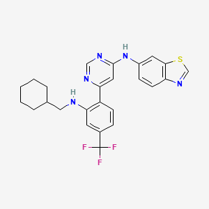 molecular formula C25H24F3N5S B1667042 Benzothiazol-6-yl-[6-(2-cyclohexylmethylamino-4-trifluoromethylphenyl)pyrimidin-4-yl]amine CAS No. 1026876-55-0