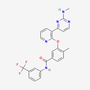 molecular formula C25H20F3N5O2 B1667046 4-methyl-3-((3-(2-(methylamino)pyrimidin-4-yl)pyridin-2-yl)oxy)-N-(3-(trifluoromethyl)phenyl)benzamide CAS No. 870223-96-4