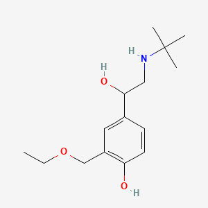 molecular formula C15H25NO3 B1667057 alpha-(((1,1-Dimethylethyl)amino)methyl)-3-(ethoxymethyl)-4-hydroxy-benzenemethanol CAS No. 754926-25-5