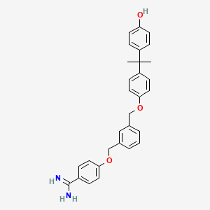 B1667058 Benzenecarboximidamide, 4-((3-((4-(1-(4-hydroxyphenyl)-1-methylethyl)phenoxy)methyl)phenyl)methoxy)- CAS No. 204974-93-6