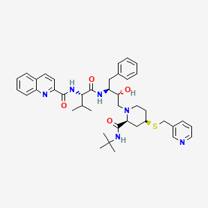 molecular formula C41H52N6O4S B1667064 N-[(1r)-1-{[(1s,2s)-1-Benzyl-3-{(2r,4s)-2-(Tert-Butylcarbamoyl)-4-[(Pyridin-3-Ylmethyl)sulfanyl]piperidin-1-Yl}-2-Hydroxypropyl]carbamoyl}-2-Methylpropyl]quinoline-2-Carboxamide CAS No. 154612-31-4