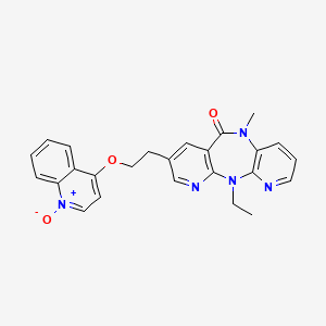 molecular formula C25H23N5O3 B1667070 6H-Dipyrido[3,2-b:2',3'-e][1,4]diazepin-6-one, 11-ethyl-5,11-dihydro-5-methyl-8-[2-[(1-oxido-4-quinolinyl)oxy]ethyl]- CAS No. 380378-81-4