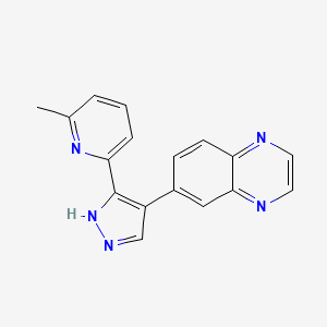 molecular formula C17H13N5 B1667089 6-(3-(6-Methylpyridin-2-yl)-1H-pyrazol-4-yl)quinoxaline CAS No. 746667-48-1