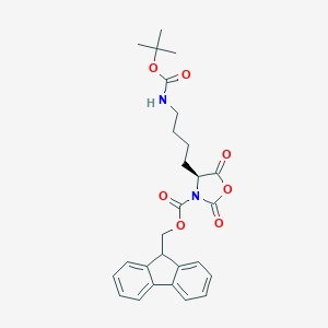 molecular formula C27H30N2O7 B166711 (S)-(9H-Fluoren-9-yl)methyl 4-(4-((tert-butoxycarbonyl)amino)butyl)-2,5-dioxooxazolidine-3-carboxylate CAS No. 125814-22-4
