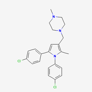 molecular formula C23H25Cl2N3 B1667142 Piperazine, 1-((1,5-bis(4-chlorophenyl)-2-methyl-1H-pyrrol-3-yl)methyl)-4-methyl- CAS No. 146204-42-4