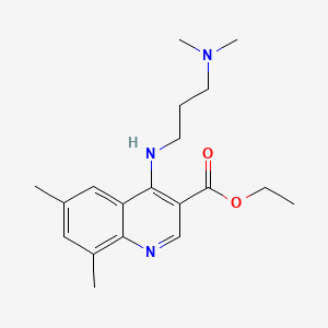 molecular formula C19H27N3O2 B1667148 Ethyl 4-{[3-(dimethylamino)propyl]amino}-6,8-dimethylquinoline-3-carboxylate CAS No. 457937-39-2