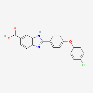 molecular formula C20H13ClN2O3 B1667154 2-(4-(4-chlorophenoxy)phenyl)-1H-benzo[d]imidazole-5-carboxylic acid CAS No. 516480-80-1
