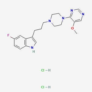 molecular formula C20H26Cl2FN5O B1667162 1H-Indole, 5-fluoro-3-(3-(4-(5-methoxy-4-pyrimidinyl)-1-piperazinyl)propyl)-, dihydrochloride CAS No. 146479-45-0