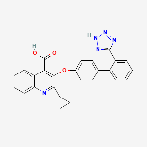 molecular formula C26H19N5O3 B1667165 2-Cyclopropyl-3-((2'-(1H-tetrazol-5-yl)(1,1'-biphenyl)-4-yl)oxy)-4-quinolinecarboxylic acid CAS No. 153072-33-4