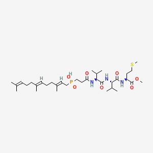 molecular formula C34H60N3O7PS B1667168 ((5S,8S,11S)-8,11-diisopropyl-5-(methoxycarbonyl)-7,10,13-trioxo-2-thia-6,9,12-triazapentadecan-15-yl)((2E,6E)-3,7,11-trimethyldodeca-2,6,10-trien-1-yl)phosphinic acid CAS No. 167467-53-0