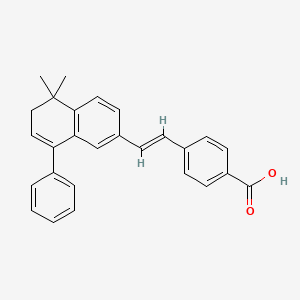 molecular formula C27H24O2 B1667173 (E)-4-(2-(5,5-Dimethyl-8-phenyl-5,6-dihydronaphthalen-2-yl)vinyl)benzoic acid CAS No. 166977-43-1
