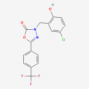 molecular formula C16H10ClF3N2O3 B1667175 3-(5-Chloro-2-hydroxybenzyl)-5-(4-(trifluoromethyl)phenyl)-1,3,4-oxadiazol-2(3H)-one CAS No. 202821-81-6