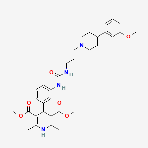 molecular formula C33H42N4O6 B1667178 3,5-Pyridinedicarboxylic acid, 1,4-dihydro-4-(3-((((3-(4-(3-methoxyphenyl)-1-piperidinyl)propyl)amino)carbonyl)amino)phenyl)-2,6-dimethyl-, 3,5-dimethyl ester CAS No. 186185-03-5