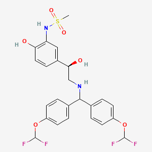 molecular formula C24H24F4N2O6S B1667179 Methanesulfonamide, N-(5-((1R)-2-((bis(4-(difluoromethoxy)phenyl)methyl)amino)-1-hydroxyethyl)-2-hydroxyphenyl)- CAS No. 170686-12-1