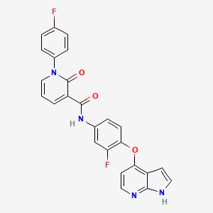 molecular formula C25H16F2N4O3 B1667183 1-(4-fluorophenyl)-N-[3-fluoro-4-(1H-pyrrolo[2,3-b]pyridin-4-yloxy)phenyl]-2-oxo-1,2-dihydropyridine-3-carboxamide CAS No. 888719-03-7