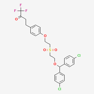 molecular formula C27H25Cl2F3O5S B1667186 4-[4-[2-[2-[bis(4-chlorophenyl)methoxy]ethylsulfonyl]ethoxy]phenyl]-1,1,1-trifluorobutan-2-one CAS No. 221914-85-8