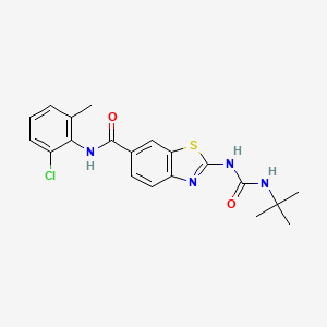 molecular formula C20H21ClN4O2S B1667187 6-Benzothiazolecarboxamide, N-(2-chloro-6-methylphenyl)-2-((((1,1-dimethylethyl)amino)carbonyl)amino)- CAS No. 225521-80-2