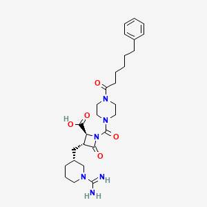2-Azetidinecarboxylic acid, 3-(((3R)-1-(aminoiminomethyl)-3-piperidinyl)methyl)-4-oxo-1-((4-(1-oxo-6-phenylhexyl)-1-piperazinyl)carbonyl)-, (2S,3R)-