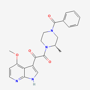 molecular formula C22H22N4O4 B1667207 Piperazine, 4-benzoyl-1-(2-(4-methoxy-1H-pyrrolo(2,3-b)pyridin-3-yl)-1,2-dioxoethyl)-2-methyl-, (2S)- CAS No. 357263-14-0